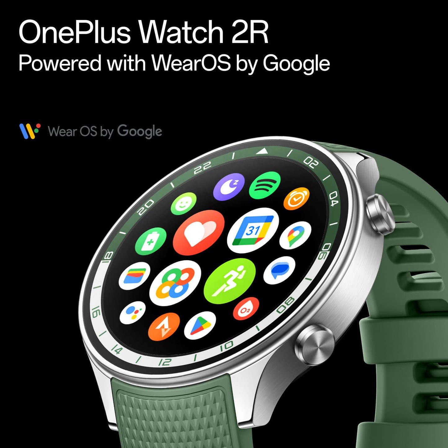'+onePlus Watch 2R with Wear OS 4 by Google,Snapdragon W5 Chipset