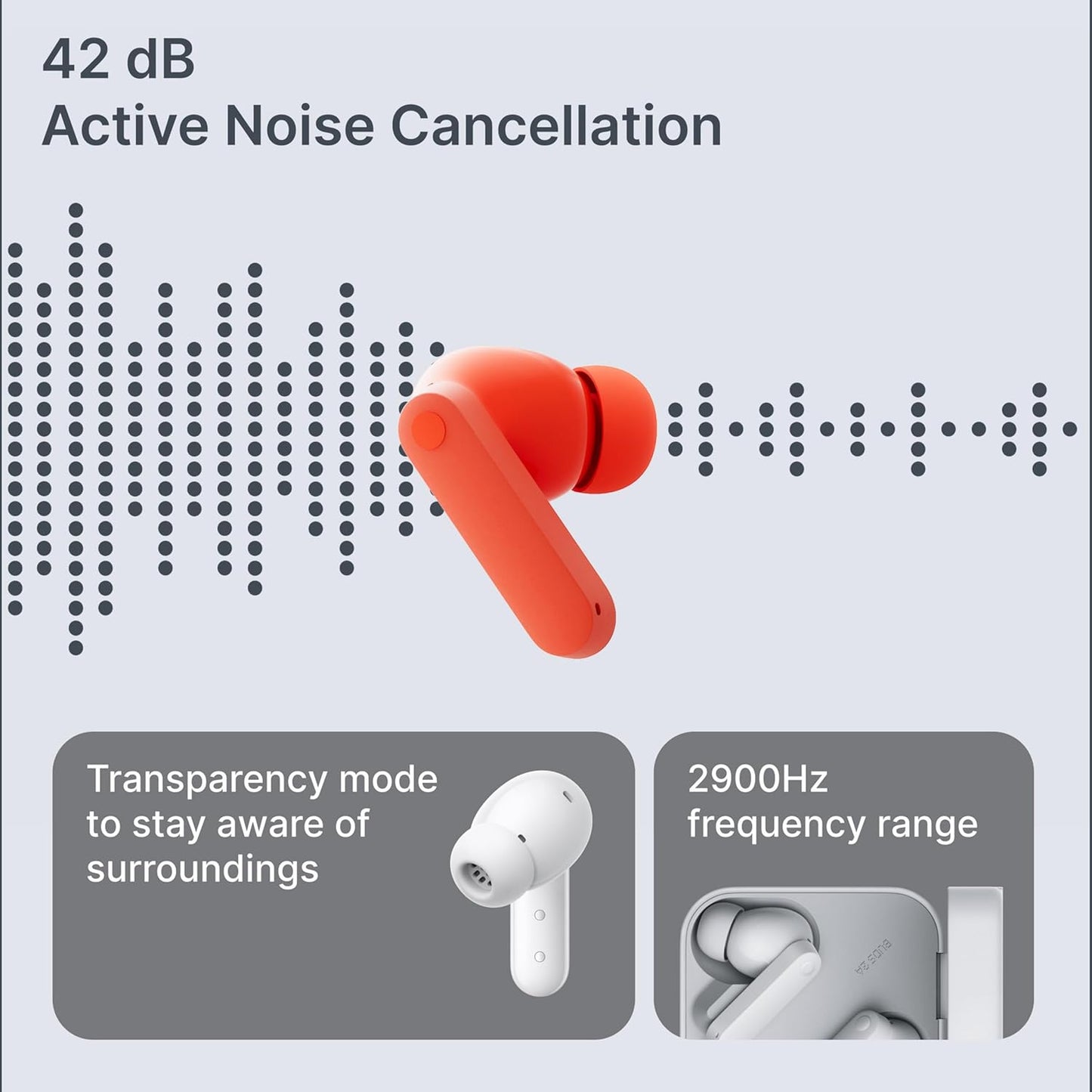 CMF BY NOTHING Buds 2a (Light Grey) | 42 dB ANC | 12.4mm Dirac-Tuned Drivers